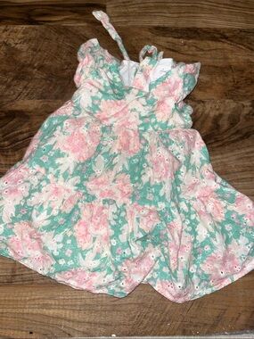 SweetHoney Mint Green & Pink Floral Tiered Skirt dress